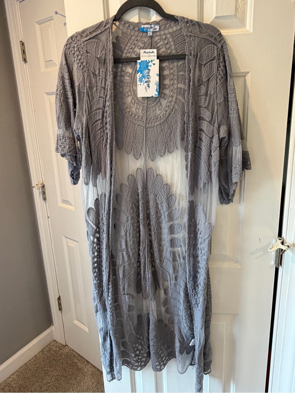 Rebellion Gray Open Sheer duster/cover up